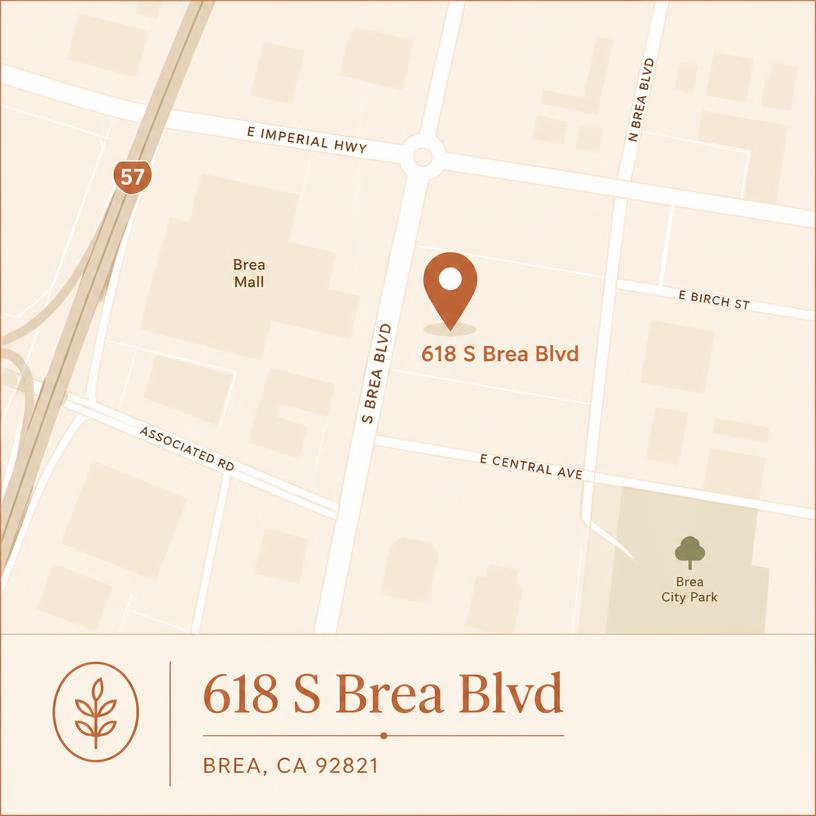 Map showing the location of A Brea Barber Shop at 618 S Brea Blvd, Brea, CA 92821